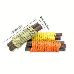 Natural Grass Ball & Branch Chew Toys for Small Pets