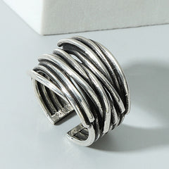 Gothic Curve Ring - Silver Plated Adjustable Ring