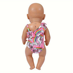Rainbow Print Baby Doll Swimsuit for 14-18 Inch Dolls