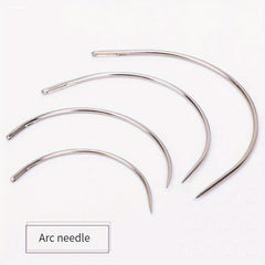 4pcs Silvery Big Eye Hand Sewing Needles For Craft Curved Needle Doll Repair
