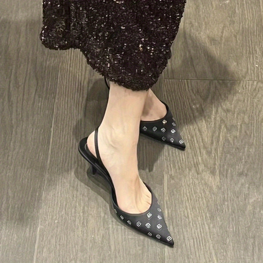 Stiletto Heels Point Toe Slingback Shoes