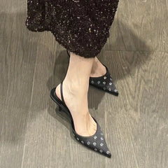 Stiletto Heels Point Toe Slingback Shoes