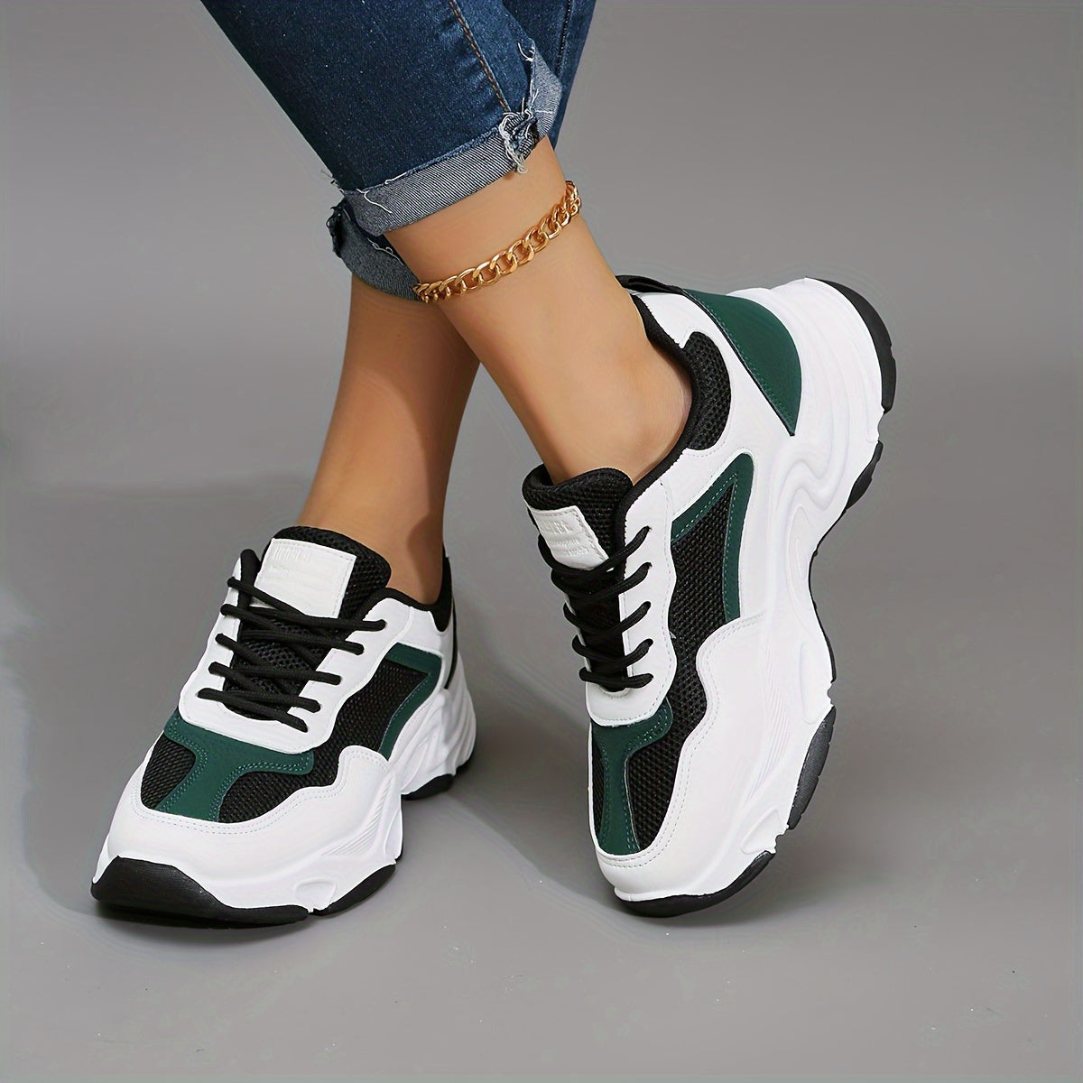 Women's Mesh Chunky Sneakers Lace Up Sports Shoes