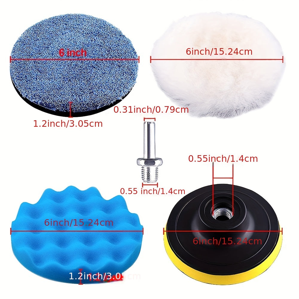 13-Piece Car Foam Polishing Pad Kit 6-Inch Buffing Pad Polisher Attachment