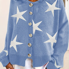 Star Print Button Up Cardigan