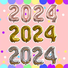 2022 New Year Balloons Golden Silvery Rose Golden Balloons Party Decorations