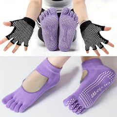Non Slip Gloves & Socks Breathable Sports Gloves Five Toe Split Casual Yoga Sock