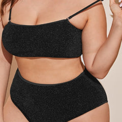 Solid Cami Top & Panties Bikini Set Plus Size
