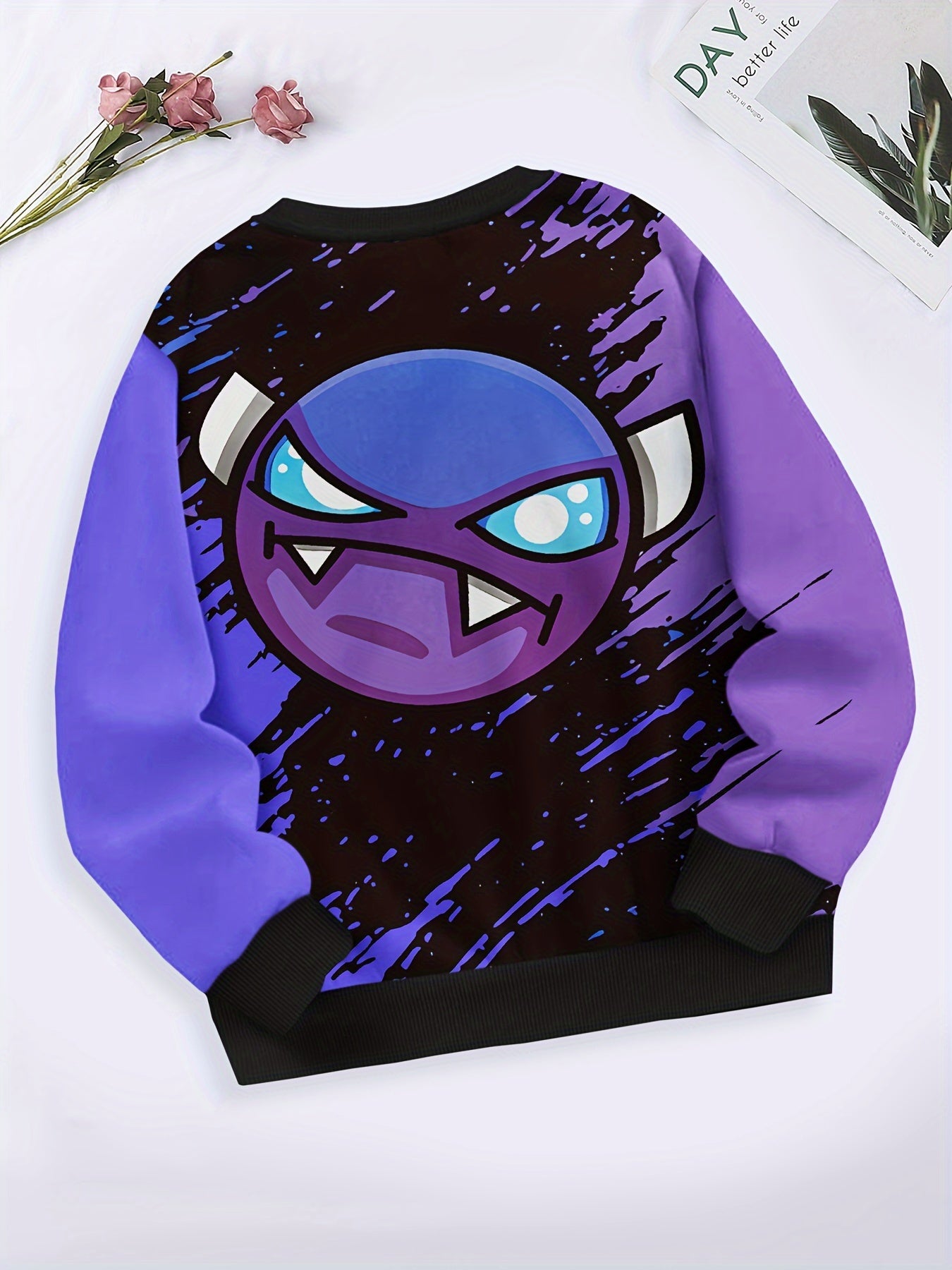 Girls Cartoon Monster Long Sleeve Sweatshirt Spring Fall Sports Gift