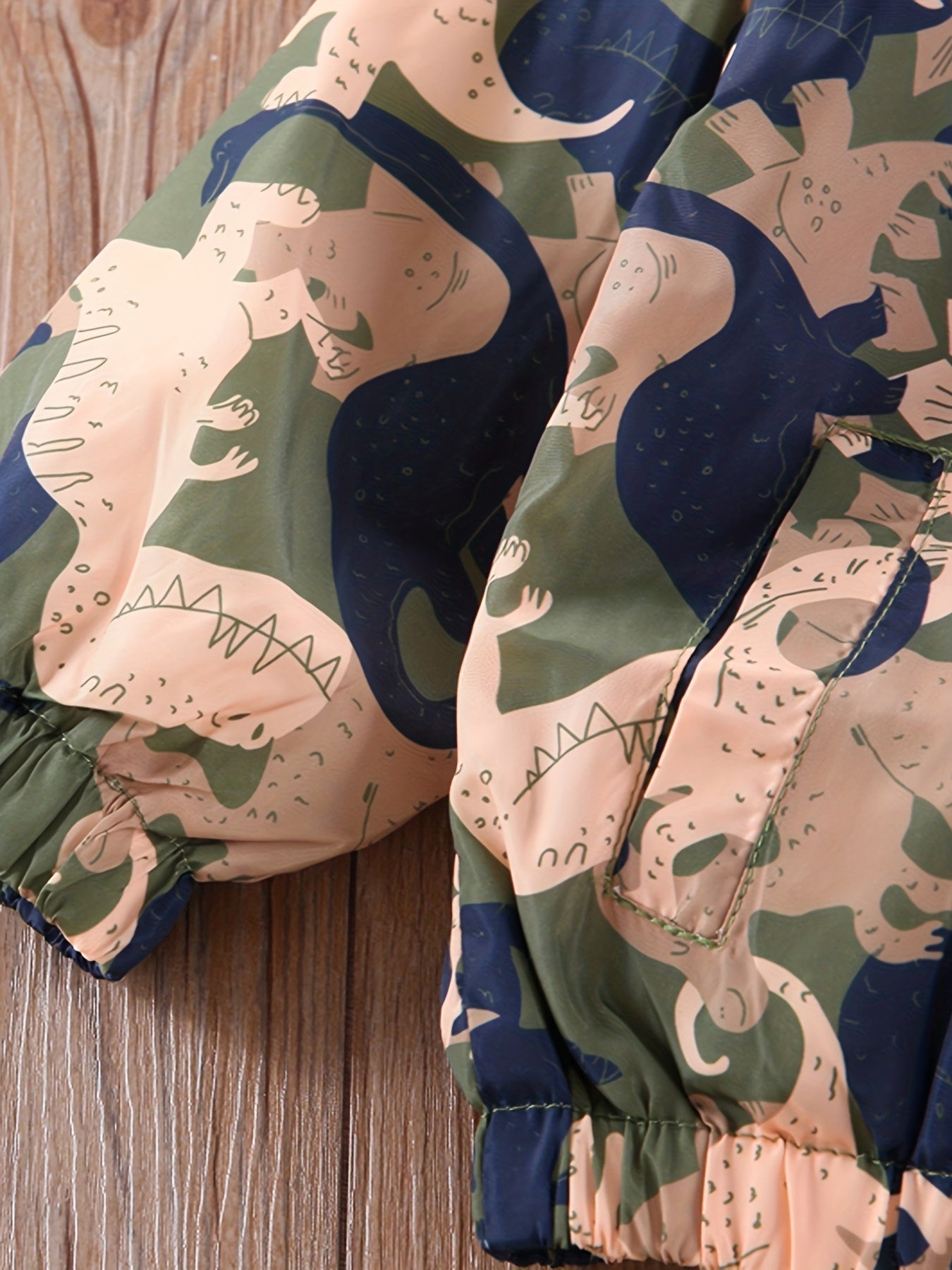 Boys Dinosaur Camo Hooded Jacket Windbreaker Outerwear
