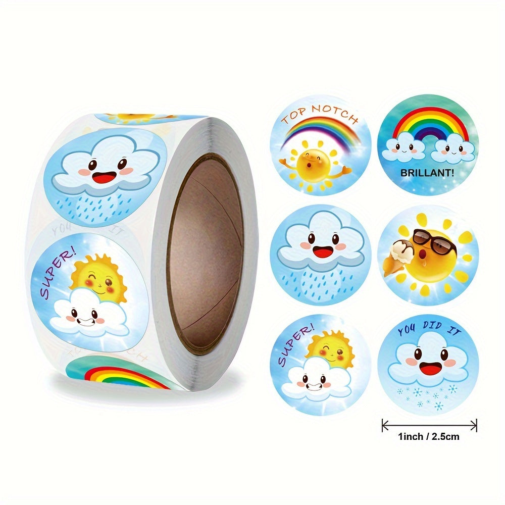 500 Inspirational Cartoon Weather Expression Stickers Roll