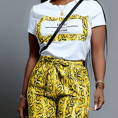 Leopard Print Top & Belted Shorts Set