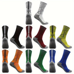4 Pairs Non Slip Soccer Socks for Sports Running Football Crew Socks