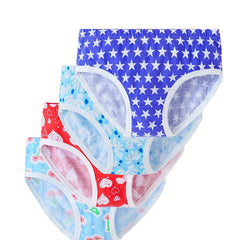 Girl's Triangle Panties Cartoon Pattern Elastic Waist Underwear