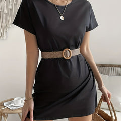Lace Back Cut Out Dress Short Sleeve Casual Dress