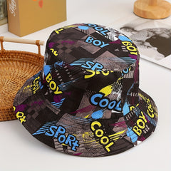 Unisex Versatile Sunshade Bucket Hat With Print Double sided Sun Hat