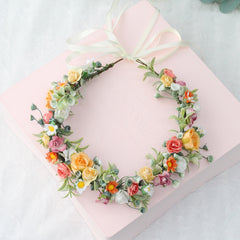 Rose Rattan Wreath Headband Sweet Hair Accessories