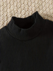 Girl's Ribbed Long Sleeve Top & Belted Skirt Set