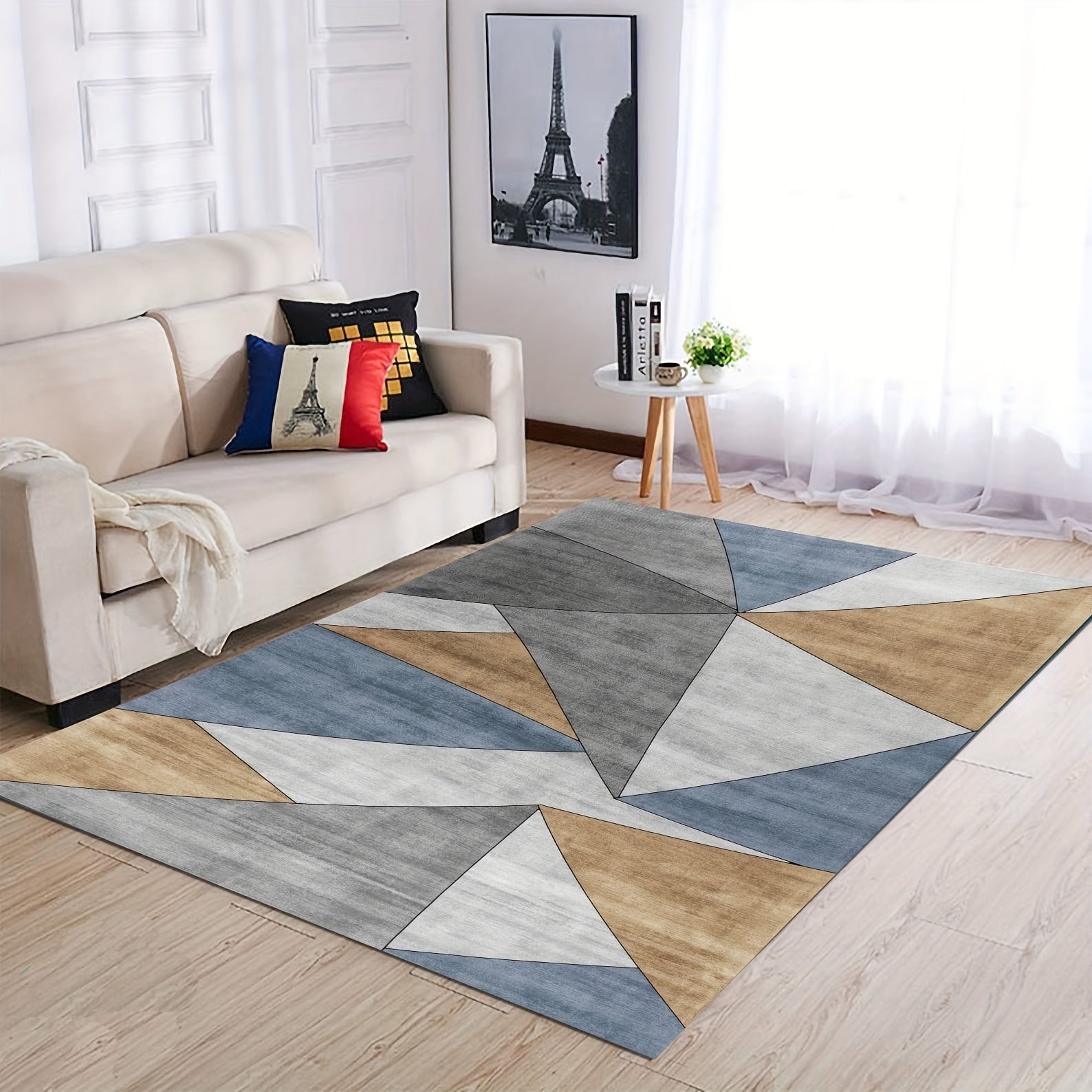Yellow Geometric Pattern Area Rug Modern Style Home Decor