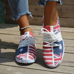 Women's Flag Pattern Sock Shoes Knitted Slip On Sneakers