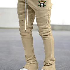 Skull Pattern Flared Trousers Men's Street Style Joggers