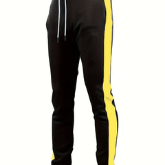 Yellow Vertical Block Men s Drawstring Sweatpants Casual Jogger Pants