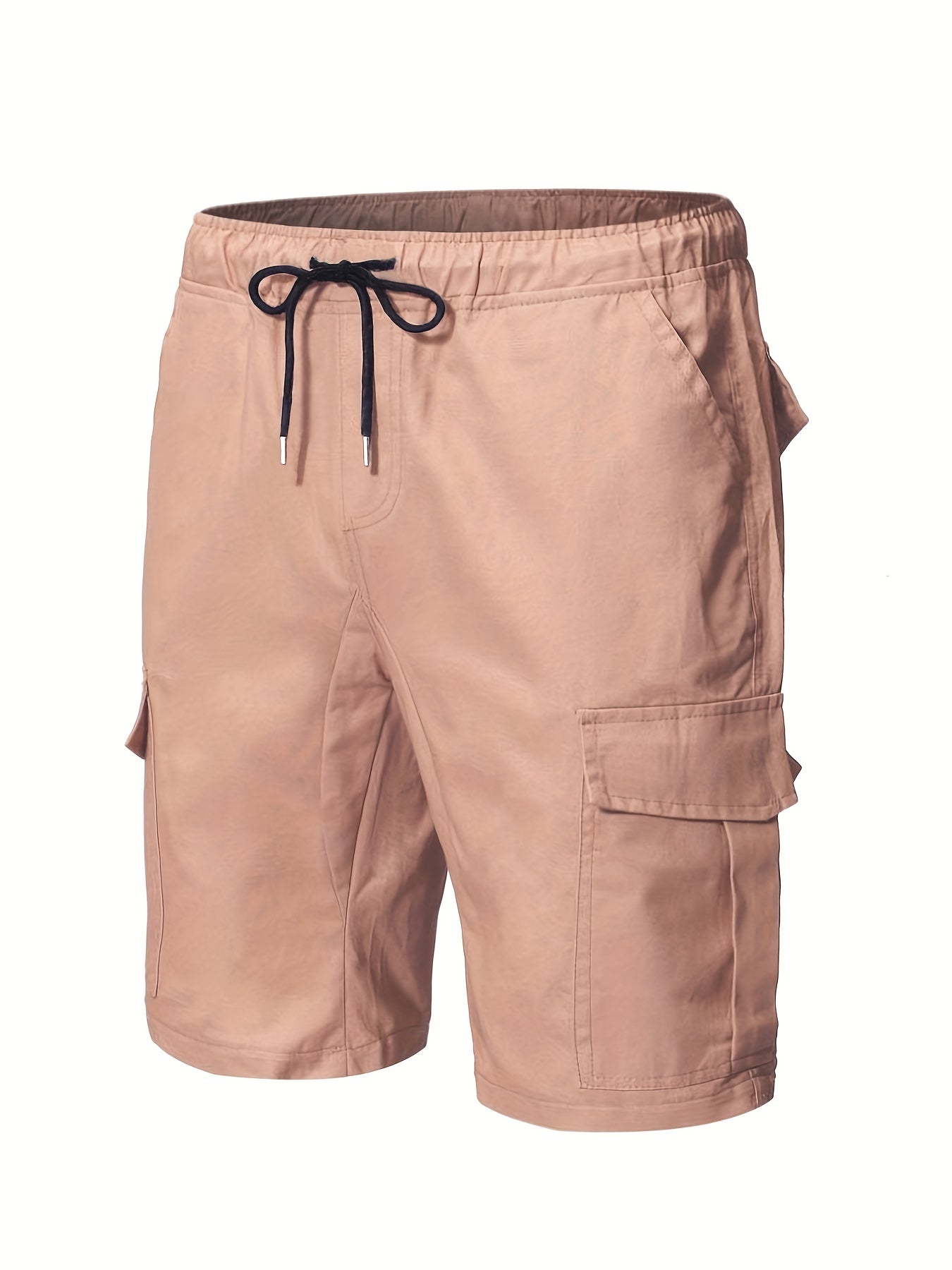 Men's Casual Cotton Cargo Shorts with Elastic Waist