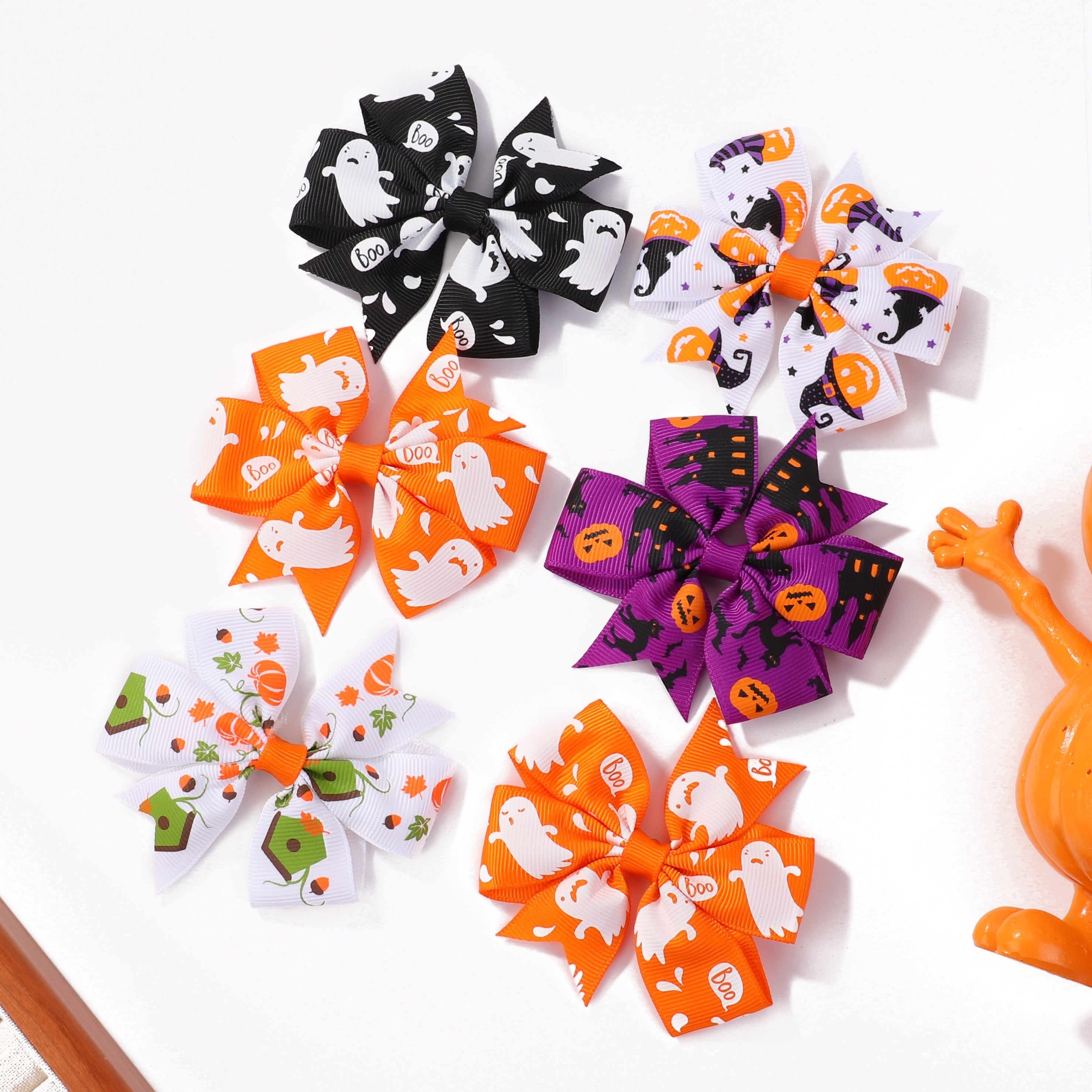 2pcs Halloween Bow Hair Clips Multicolor Sets for Baby Girls