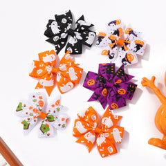 2pcs Halloween Bow Hair Clips Multicolor Sets for Baby Girls