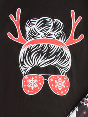 Christmas Print Lounge Set Long Sleeve Top & Pants Women's Loungewear