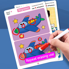 Focus Training Coloring Book Monkey Illustrations with Erasable Markers