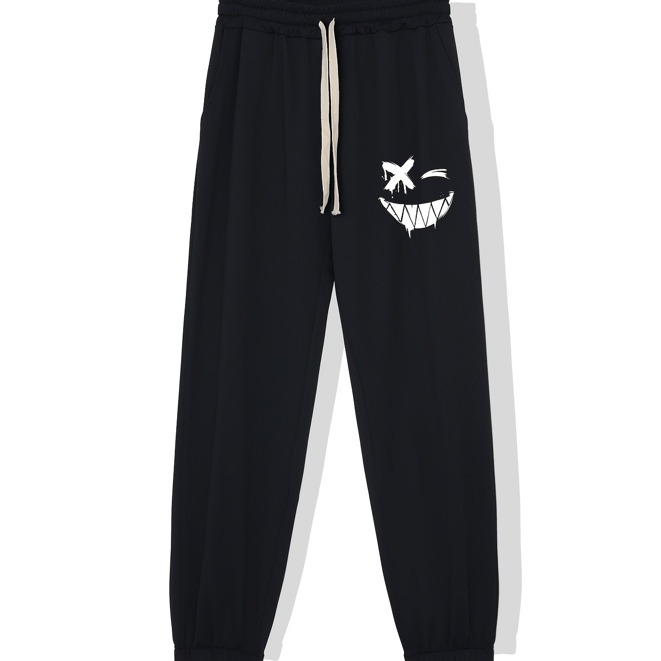 Smiling Expression Print Men's Drawstring Sweatpants