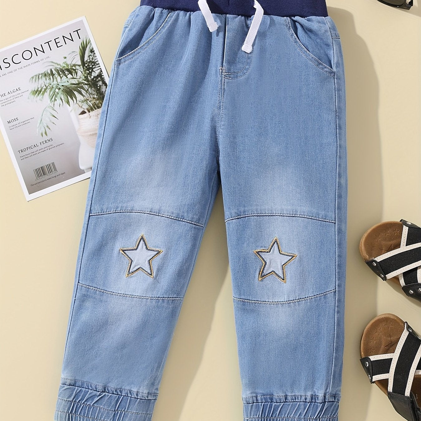 Boys Casual Denim Elastic Waist Jeans for Spring and Autumn