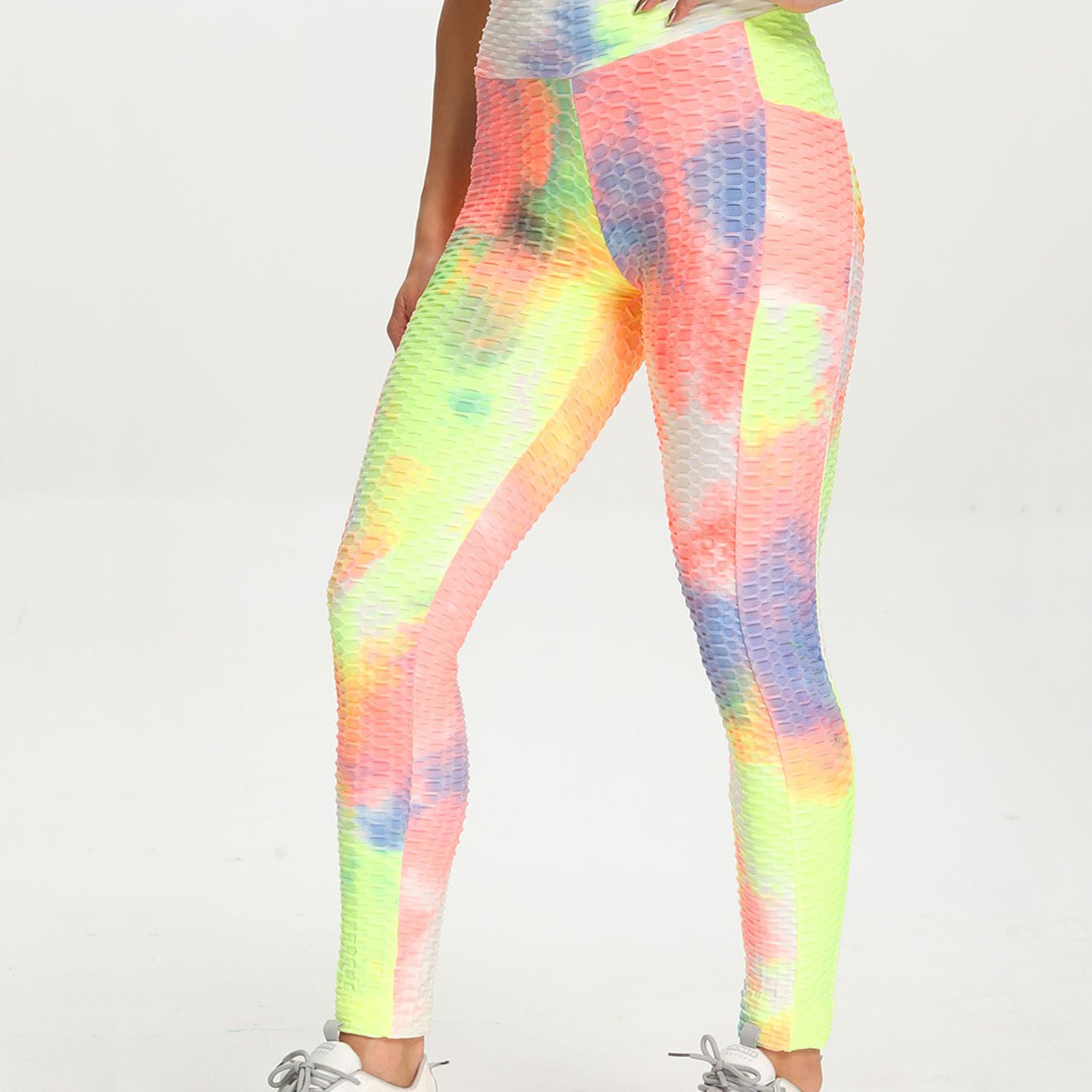 Tie Dye Honeycomb Yoga Leggings High Waist Hip Lifting Sports Pants