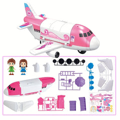 Princess Airplane Playset for Kids Pink with Accessories Furniture and Dolls