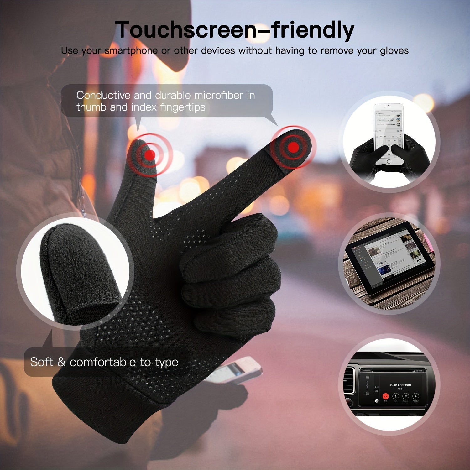 Touch Screen Anti Slip Warm Gloves For Running Cycling Driving