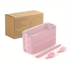 Leakproof Wheat Straw Lunch Box for Teens Large Capacity Bento Box