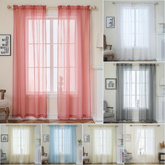 2pcs Sheer Curtain Rod Pocket Curtains for Home Decor