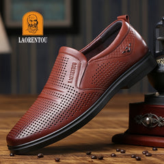 LAORENTOU Men's Leather Hollow Out Oxford Shoes Dress Shoes