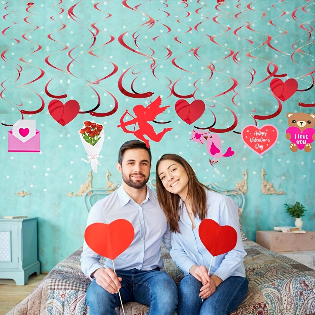30pcs Valentines Hanging Swirls for Engagement Wedding Anniversary Party Decor