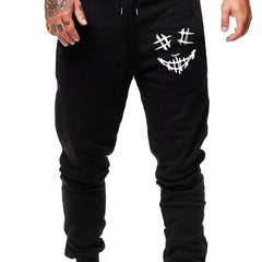 Men s Smile Print Drawstring Sweatpants Elastic Waist Active Pants