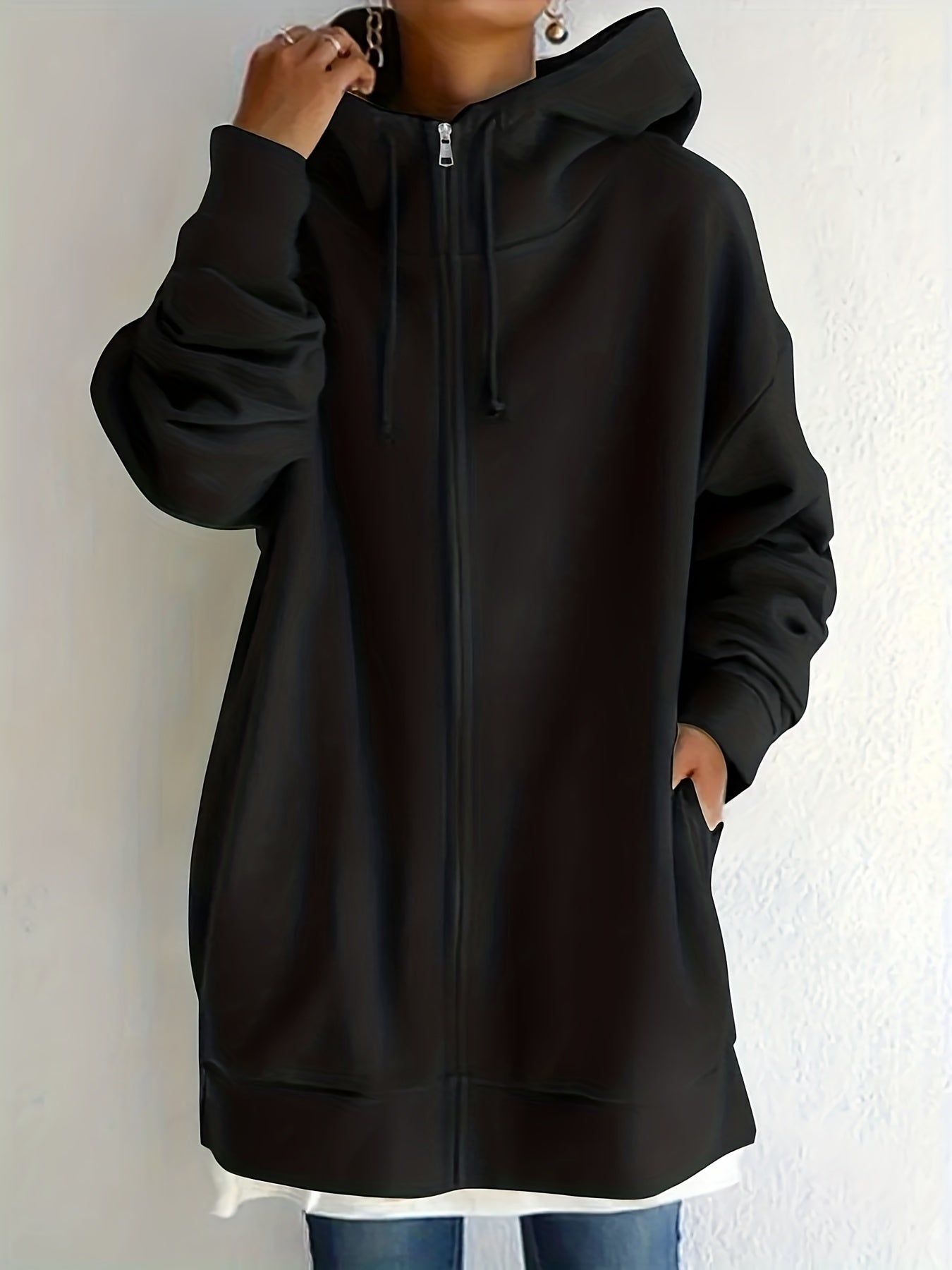 Casual Sports Hooded Zipper Sweatshirs Long Sleeve Drawstring Hoodie