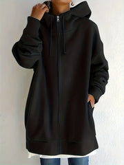 Casual Sports Hooded Zipper Sweatshirs Long Sleeve Drawstring Hoodie