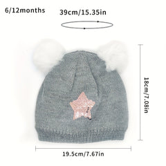 Star Pattern Knitted Baby Hat Warm Beanie
