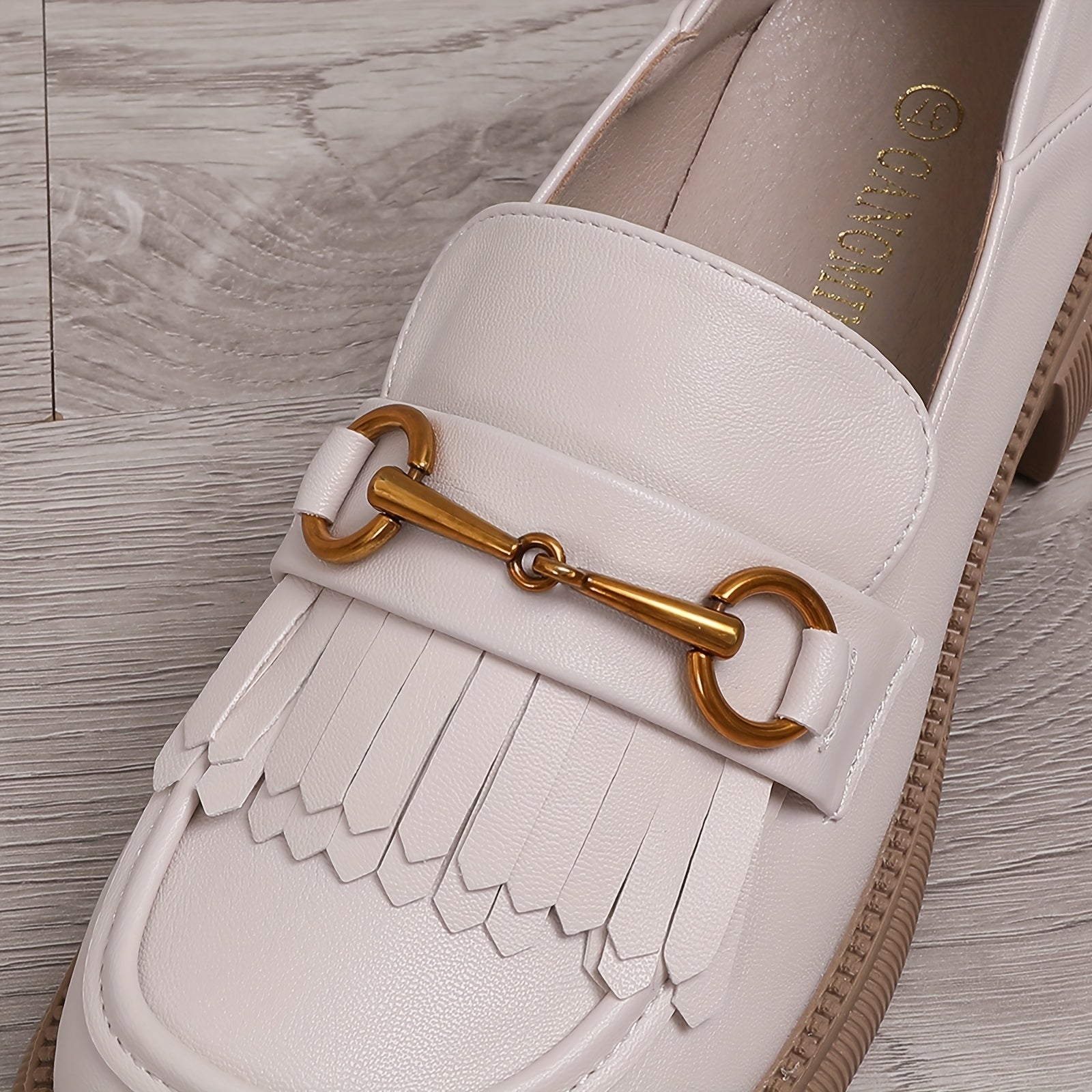 Women's Tassel Chunky Heel Loafers Slip On Comfortable Shoes