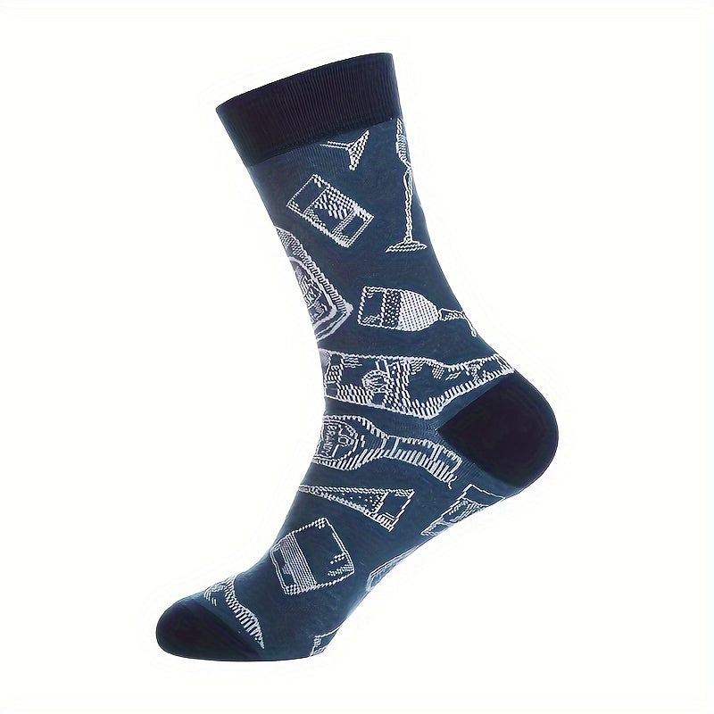 Geometric Crew Socks For Men US7.5-9.5