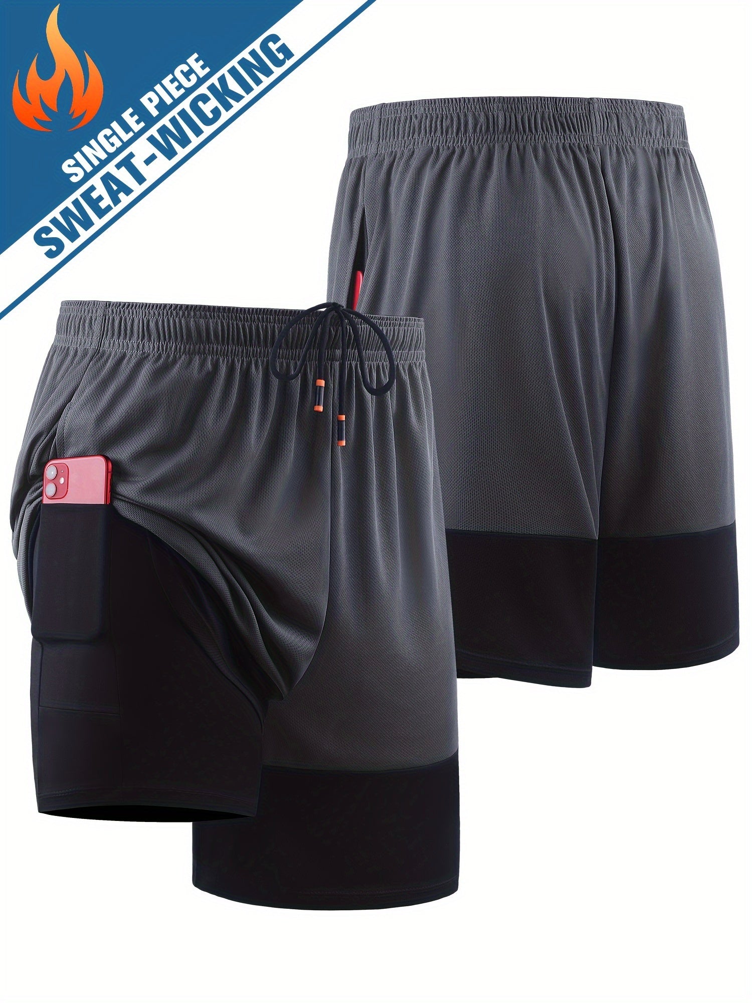 Men's 2 in 1 Shorts Active Stretch Breathable Drawstring Shorts