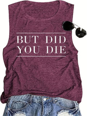 Letter Print Crew Neck Tank Top Sleeveless Casual Summer Top