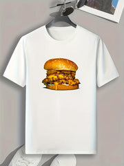 Hamburger Print Men's Graphic T shirt Casual Comfy Tees For Summer