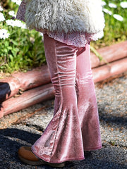 Baby Girls Velvet Trousers Flare Leg Pants Kids Clothes